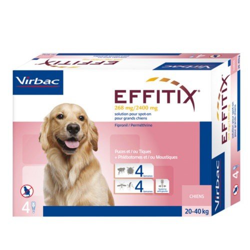 Pipetas para perros Effitix antiparasitarias 20 a 40kg 4 pipetas