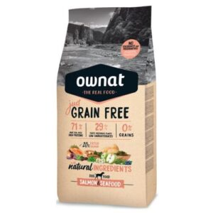 Ownat Just Grain Free  Salmón y Mariscos pienso para perros 14Kg