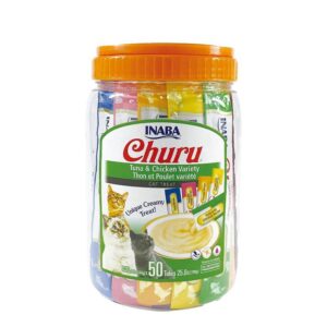 Churu Snack Cremoso Variedades de Atún y Pollo para gatos 50 Sobres x 14gr